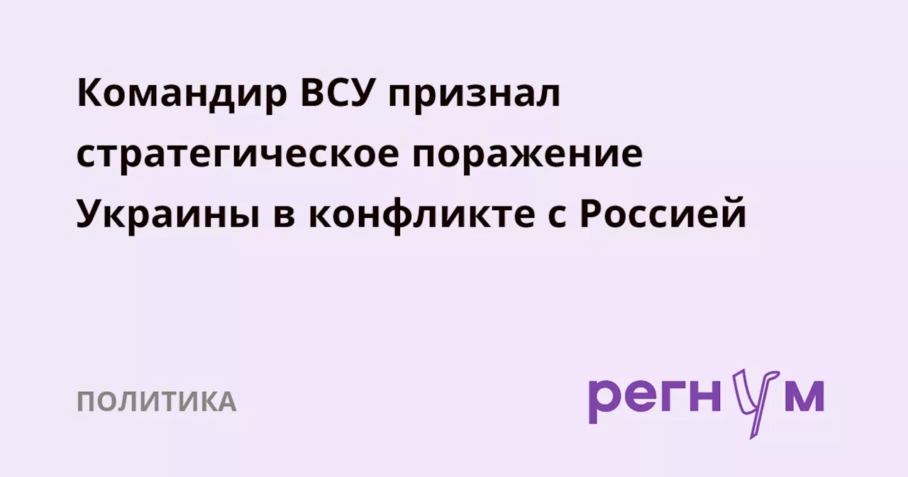 Командир ВСУ признал стратегическое поражение Украины в конфликте с Россией