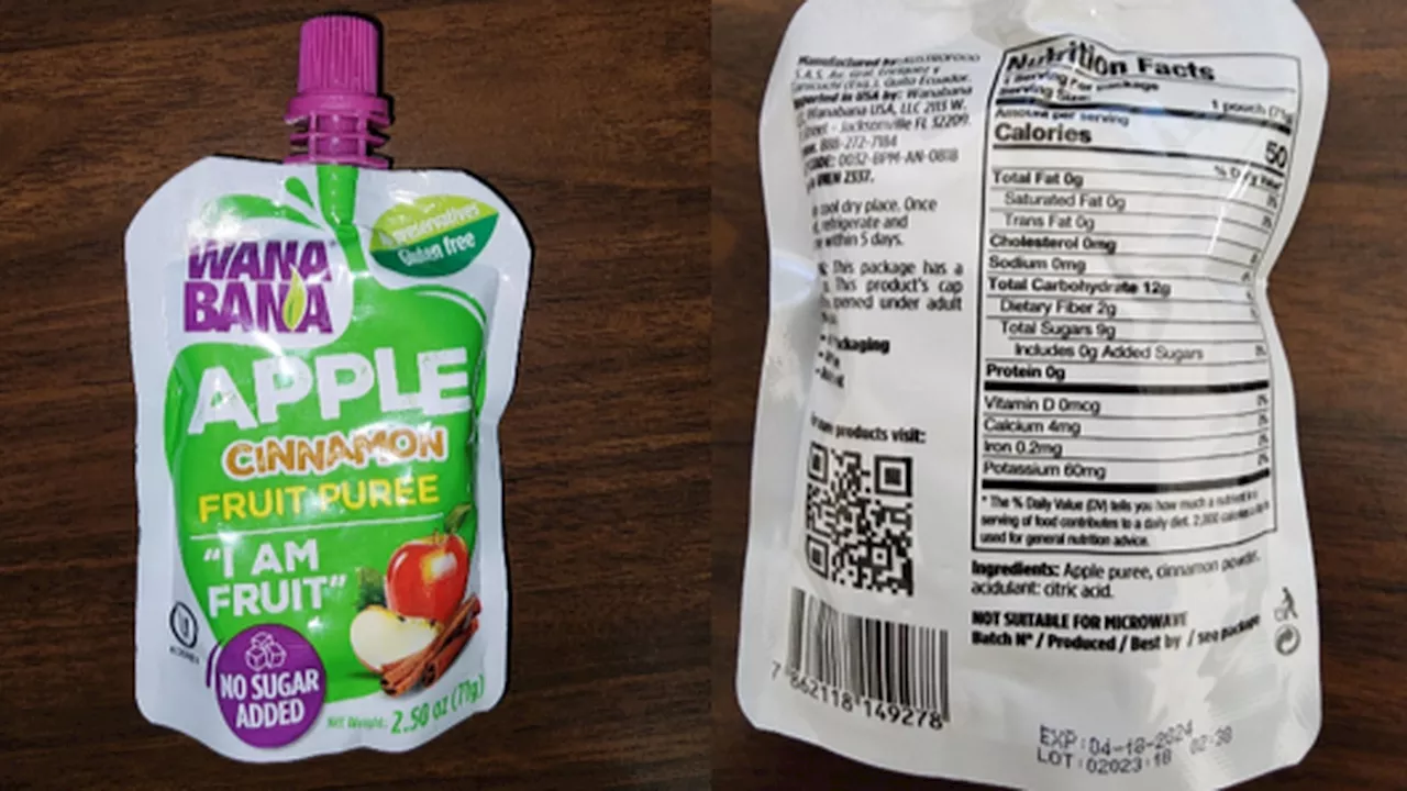 Recall alert: FDA issues warning over elevated lead levels in WanaBana apple puree pouches