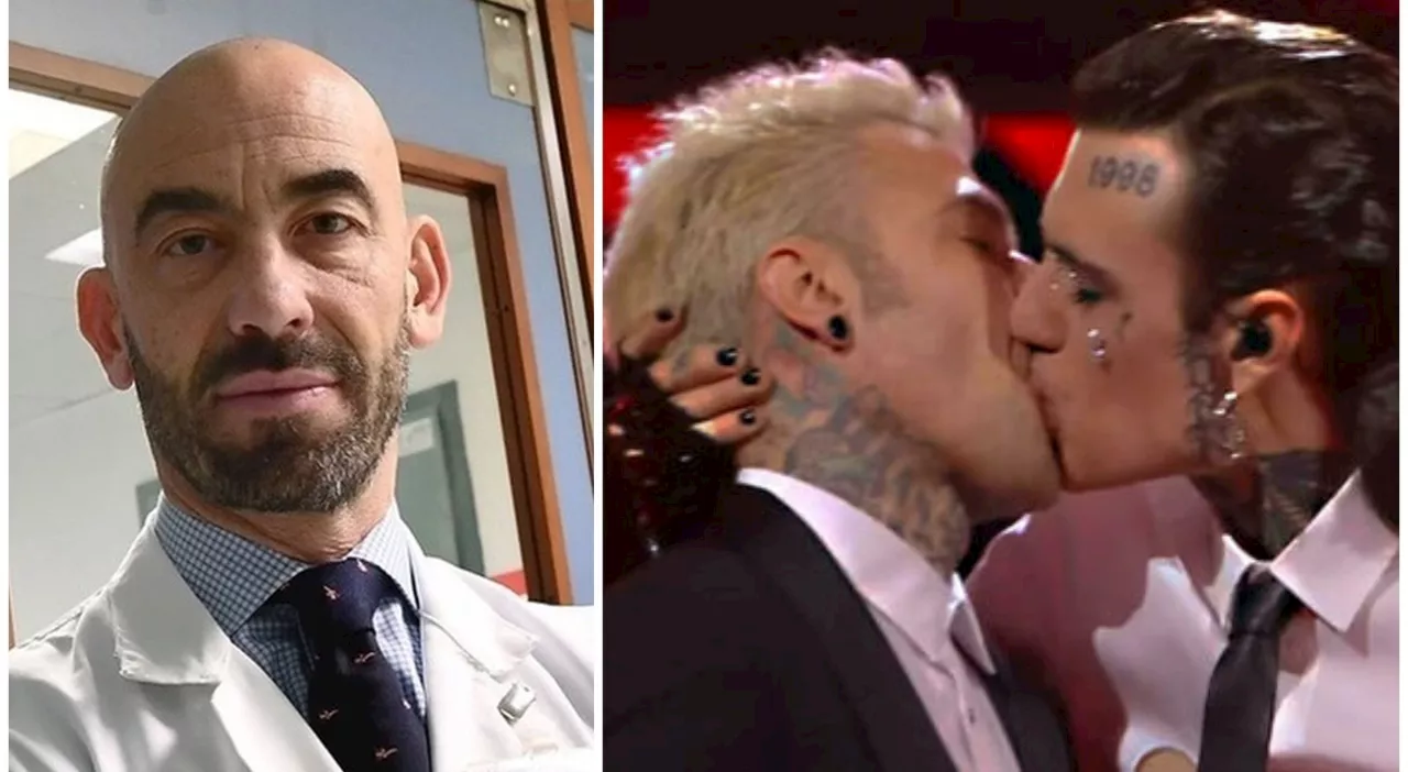 Fedez, Matteo Bassetti lo attacca: «Prima bacia Rosa Chemical a Sanremo, poi parla di salute mentale: che inco