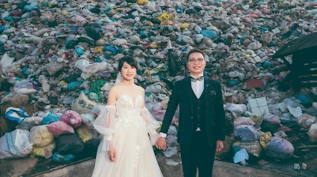 ‘Til trash do us part: Taiwan couple embraces garbage wedding shoot