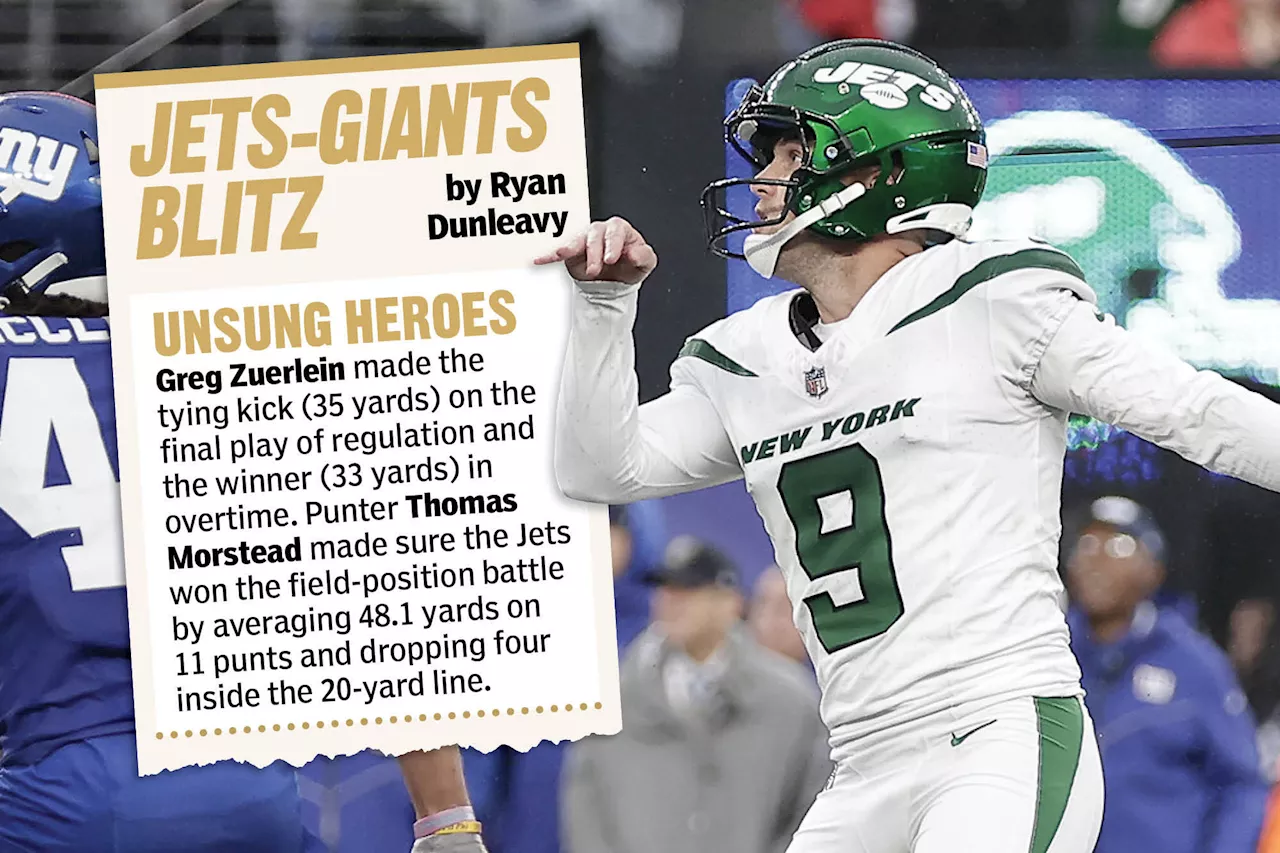 Heroes, zeros from Jets win vs. Giants: Greg Zuerlein, Thomas Morstead played key roles