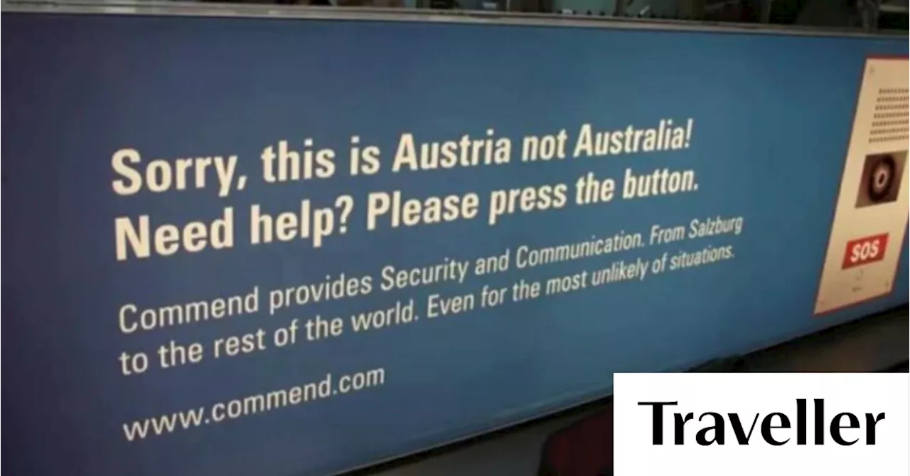 Airport Help Desk for Travellers Mistaking Austria for Australia