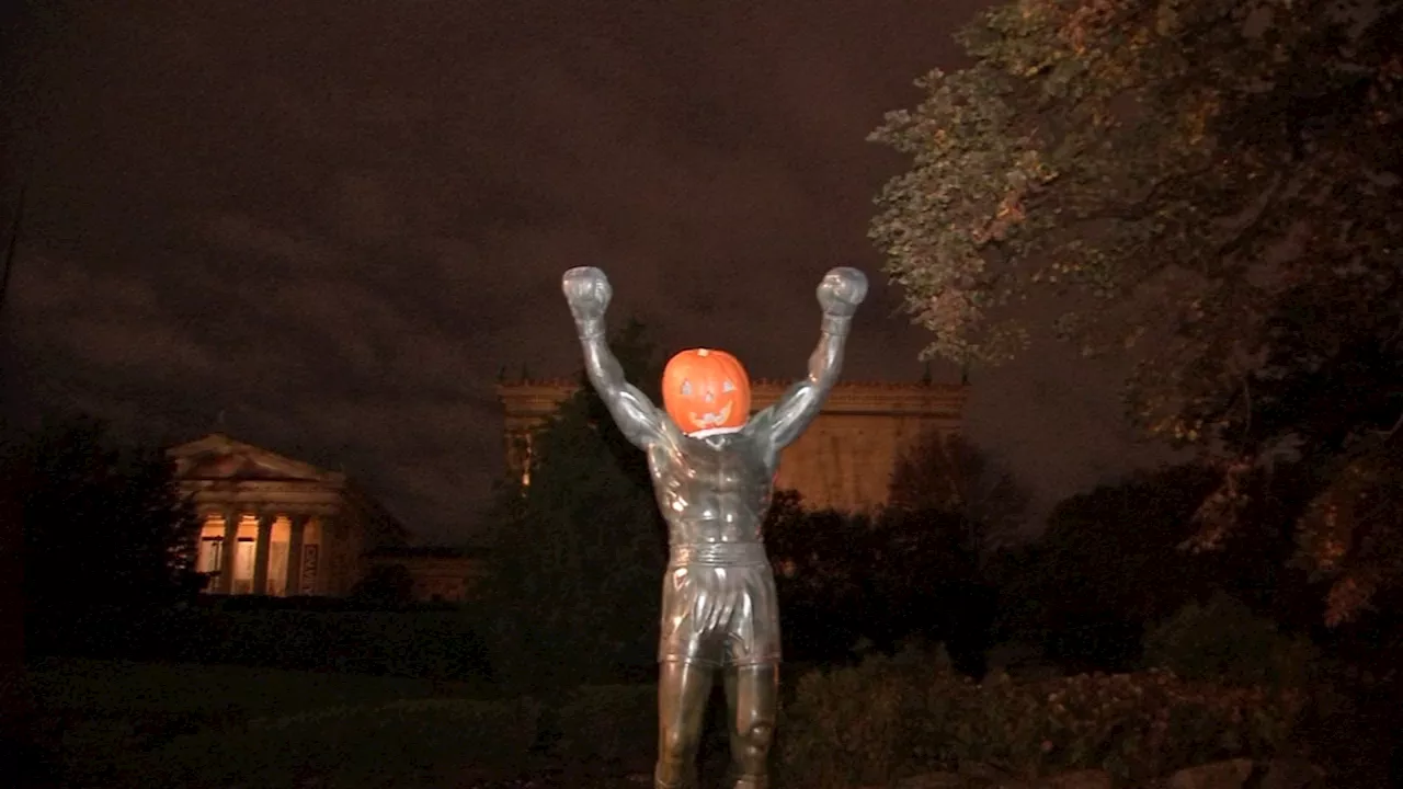 Philadelphia's Rocky statue is ready for Halloween after pumpkin put on head