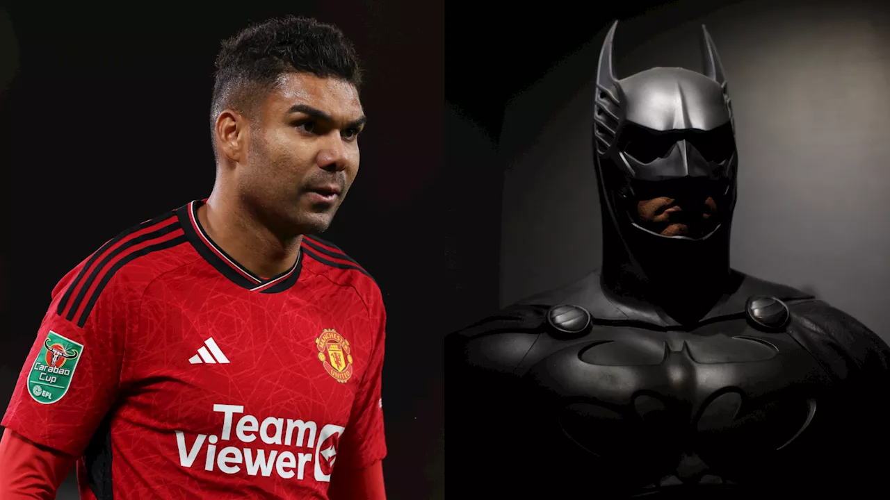 Casemiro wins Halloween! Man Utd star shows off brilliant Batman costume as wife Anna Mariana dresses up as devil