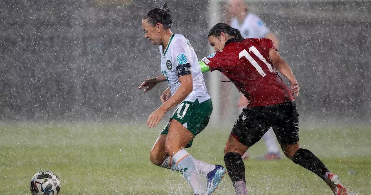 Ireland’s game against Albania suspended for one hour due to torrential rain