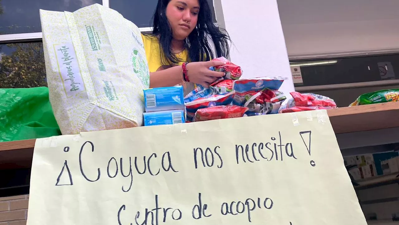 Estudiantes de la UAEMéx instalan centro de acopio para damnificados de Coyuca de Benítez