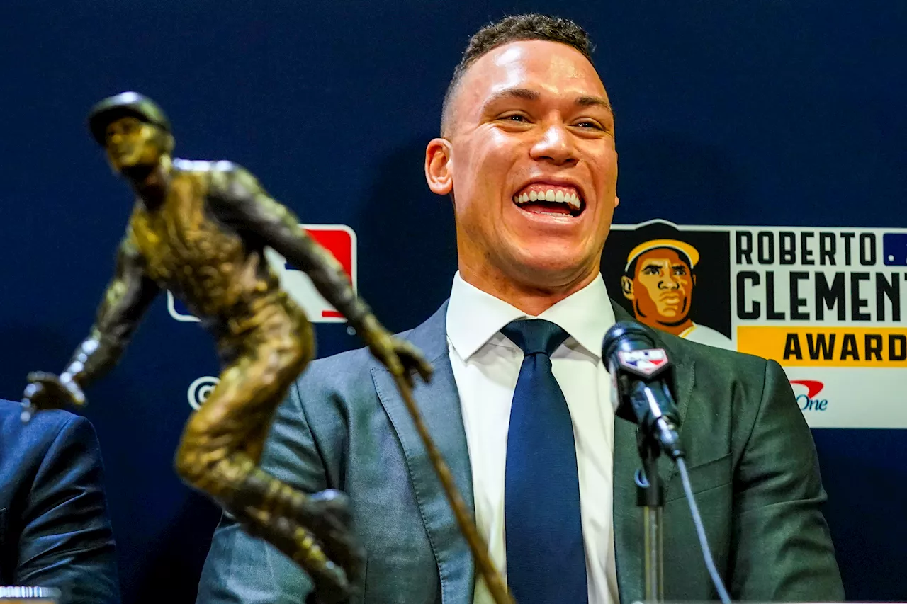 Aaron Judge ready for 'busy' Yankees offseason as he wins Roberto Clemente award