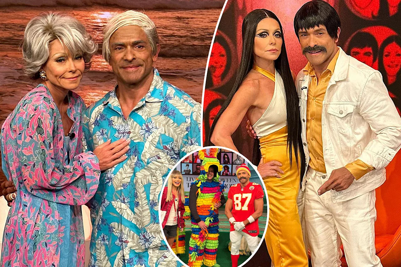 Kelly Ripa and Mark Consuelos dressed as Taylor Swift and Travis Kelce for Halloween, naturally