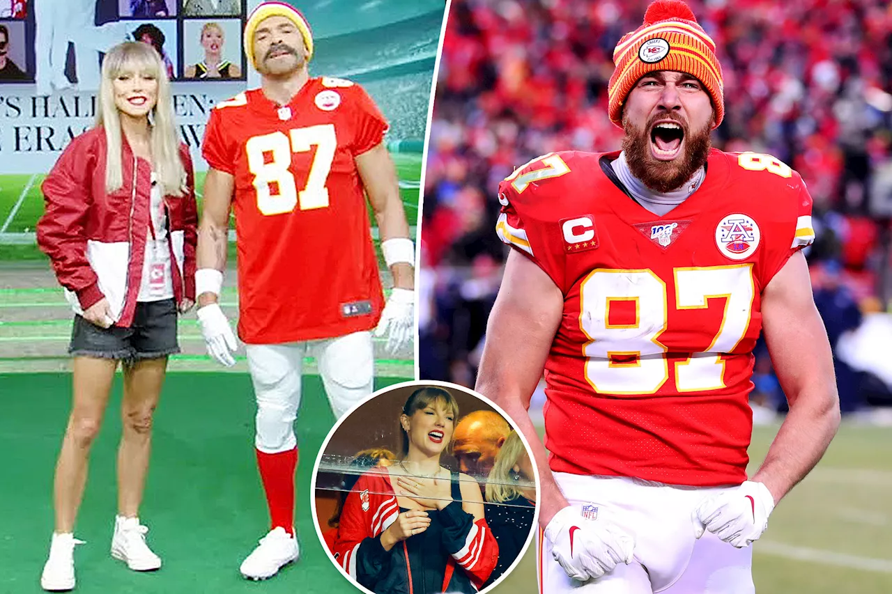 Kelly Ripa and Mark Consuelos dress up as Taylor Swift and Travis Kelce for Halloween