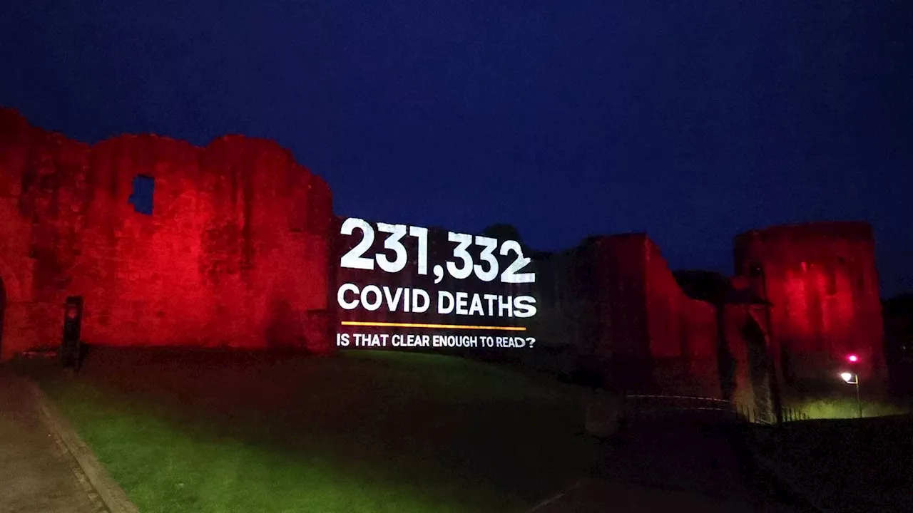 COVID-19 Deaths Projected on Barnard Castle Walls Ahead of Dominic Cummings' Testimony