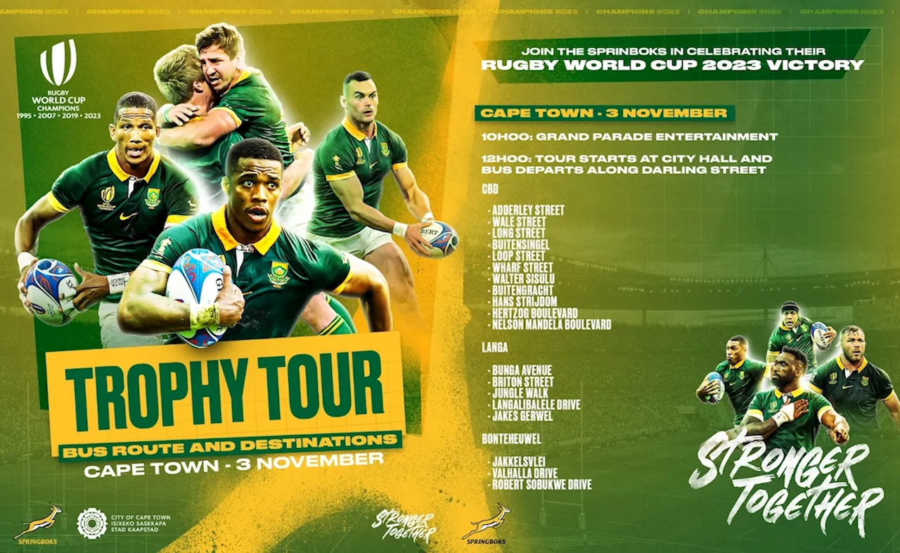 Cape Town alert: Route details for Springboks trophy tour