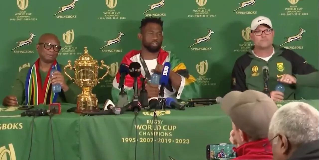 Siya Kolisi leads Boks arrival with World Cup trophy in hand [watch]