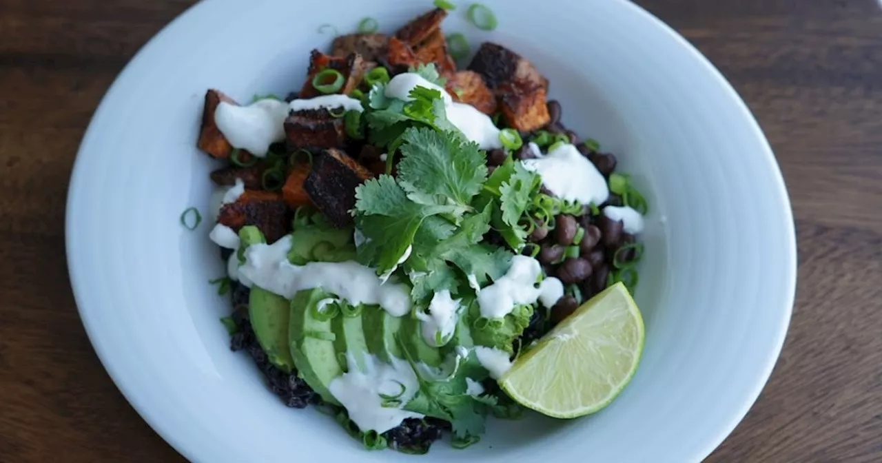 Black Forbidden Rice Bowl with Roasted Sweet Potatoes Recipe