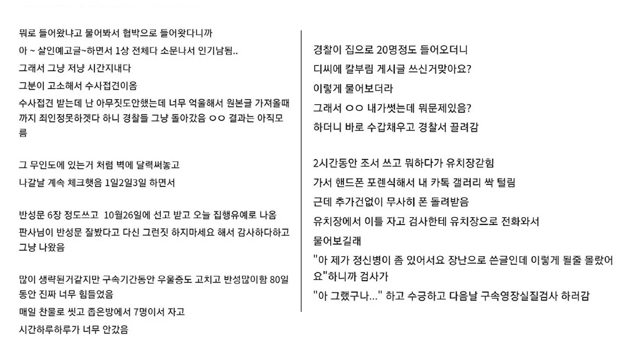 흉기 난동 글 이후 수감 후기 올린 20대...검찰 '공권력 조롱' 항소