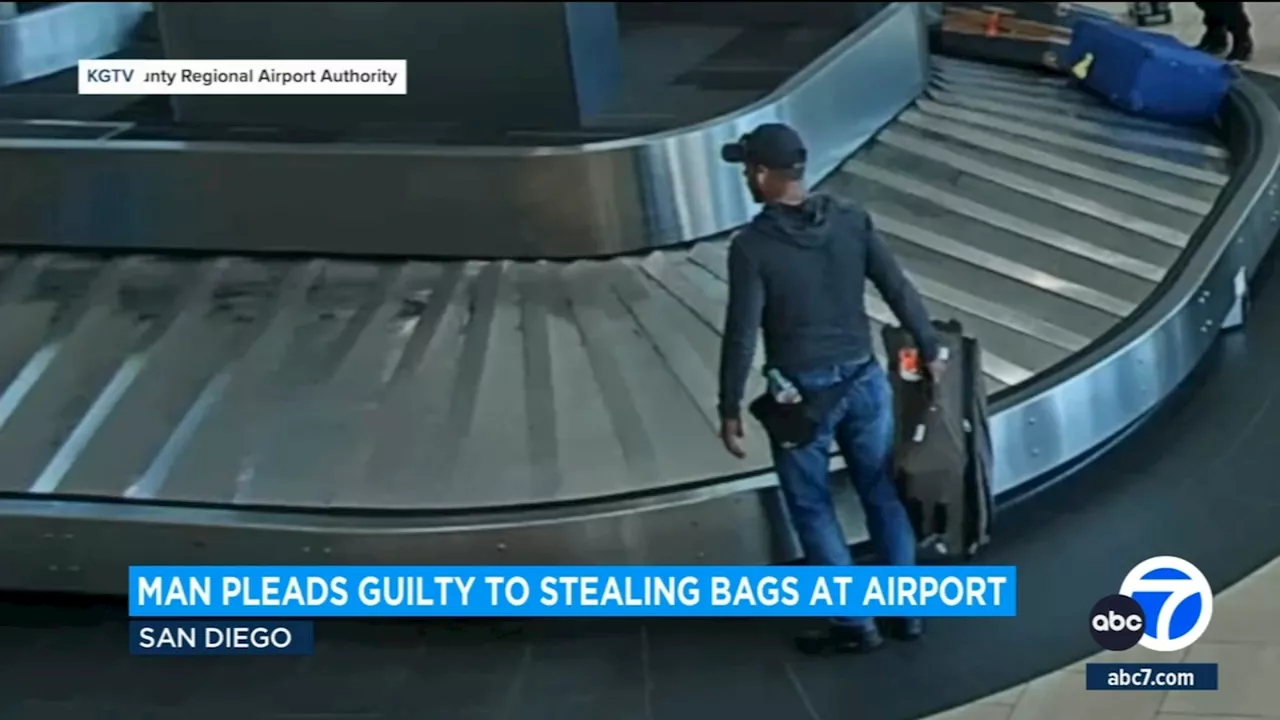 Thief caught on camera stealing luggage from San Diego airport