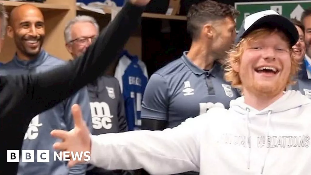 Players serenade Ed Sheeran in Ipswich dressing room