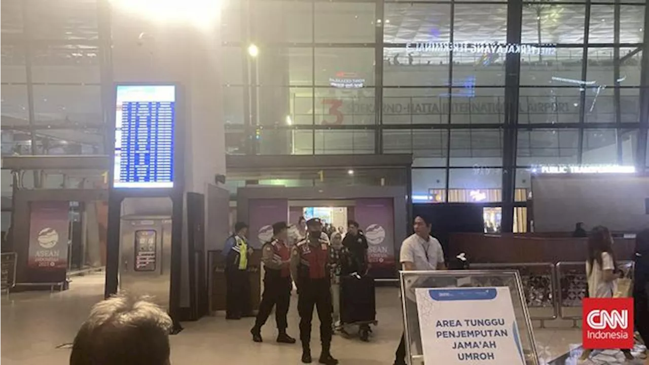 Polisi Berjaga di Terminal 3 Bandara Soetta Jelang Info Kedatangan SYL