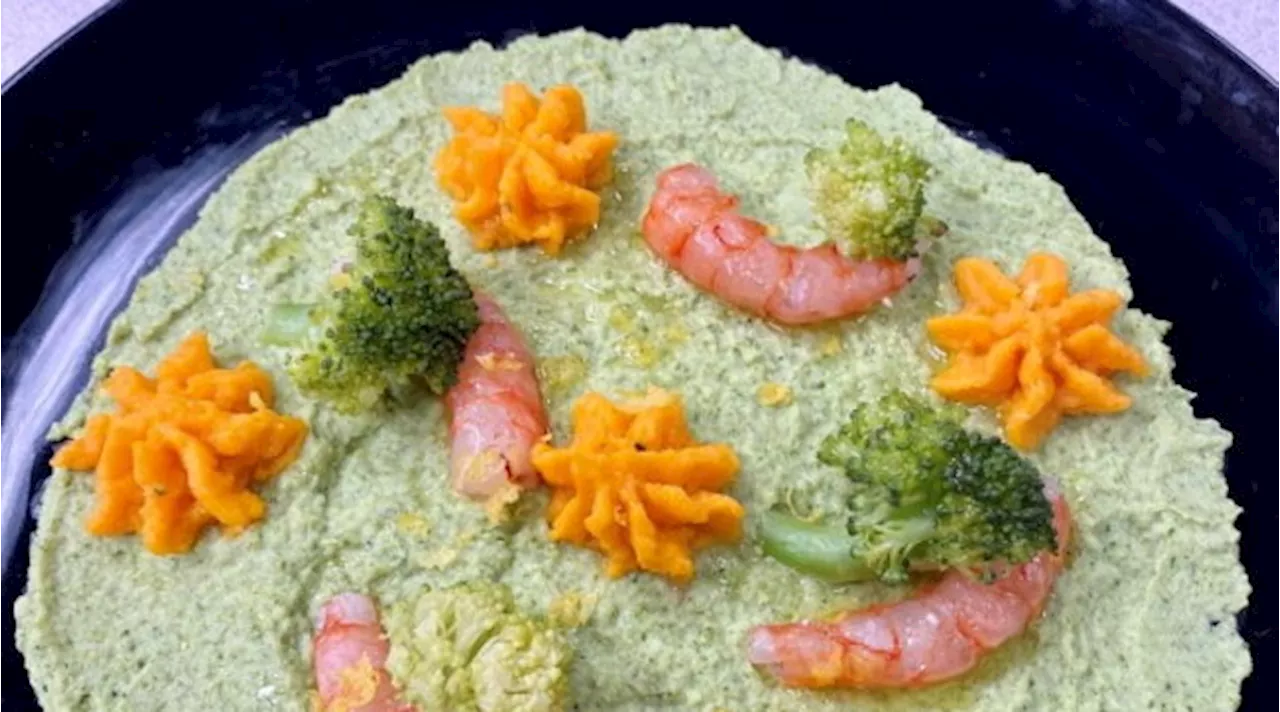 Gamberi rossi, crema di broccoli e patate dolci - Ricetta Cotto-e-mangiato