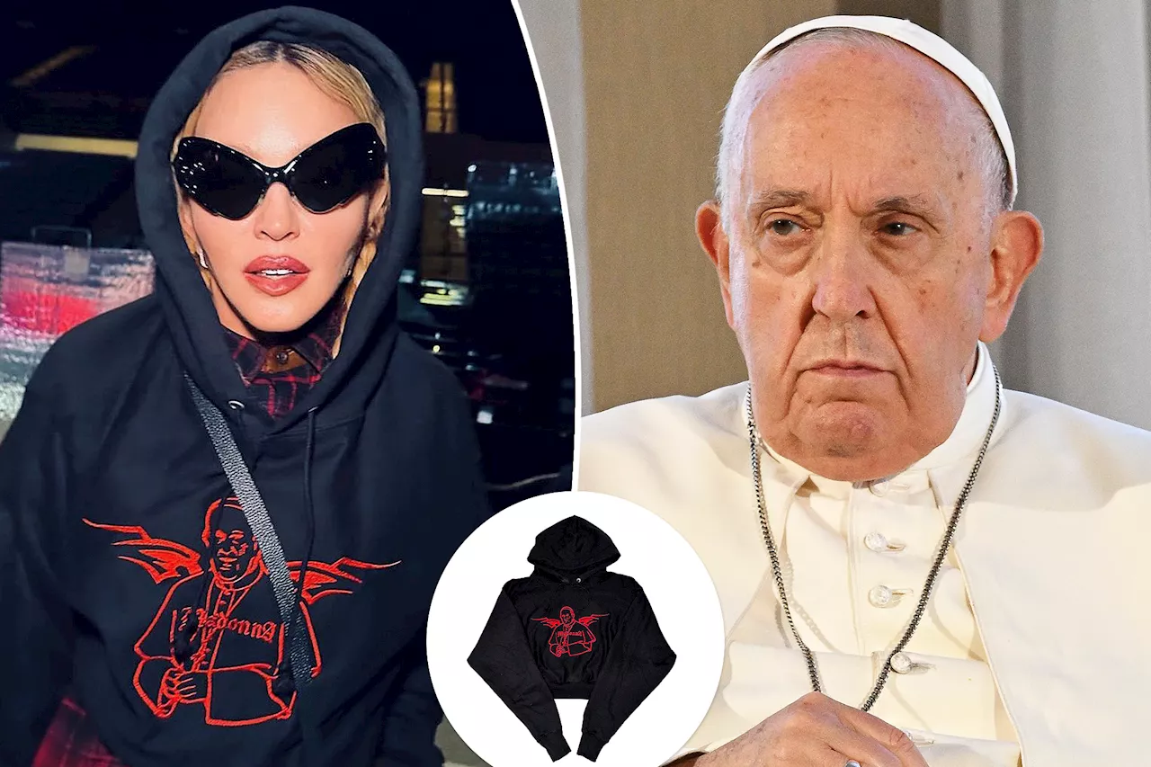 Madonna pokes fun at the Pope with custom Catholic-themed hoodie