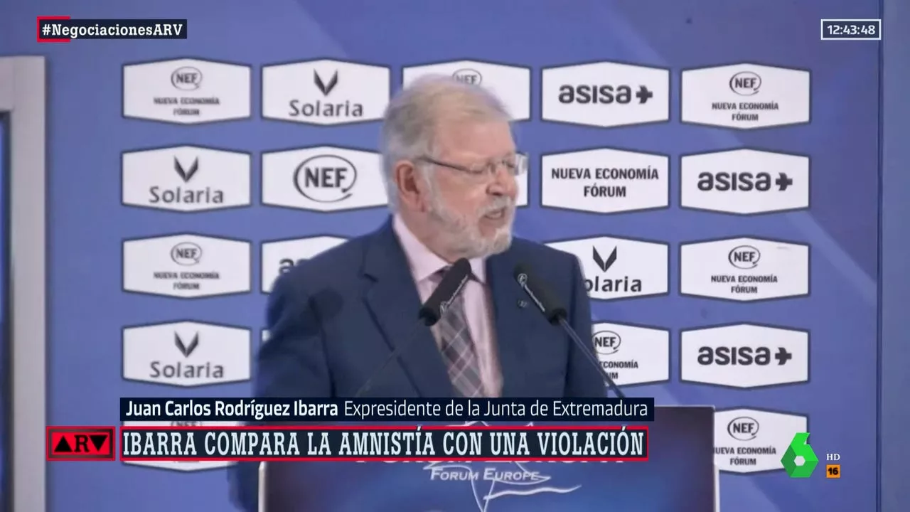 Juan Carlos Rodríguez Ibarra (PSOE) compara la amnistía con 'violar a 40 millones de habitantes'