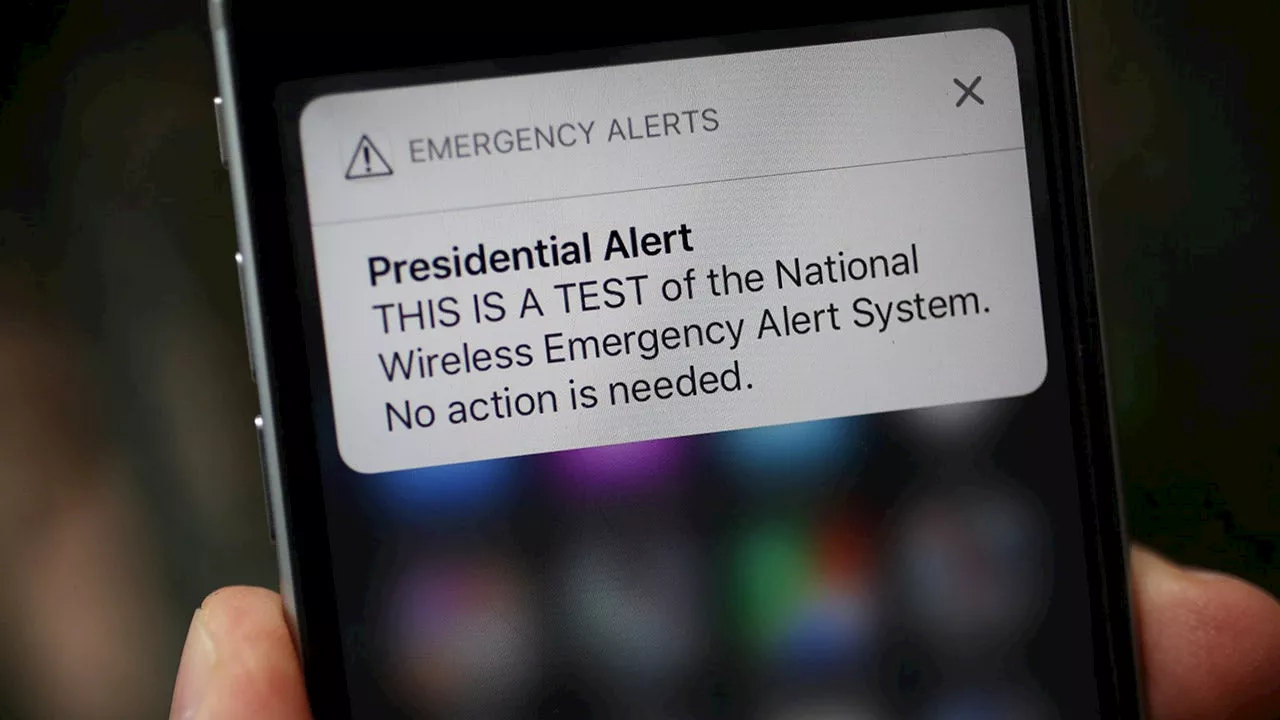 Nationwide emergency alert test sent to mobile phones, TV Wednesday