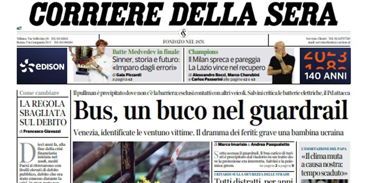 Le prime pagine di oggi