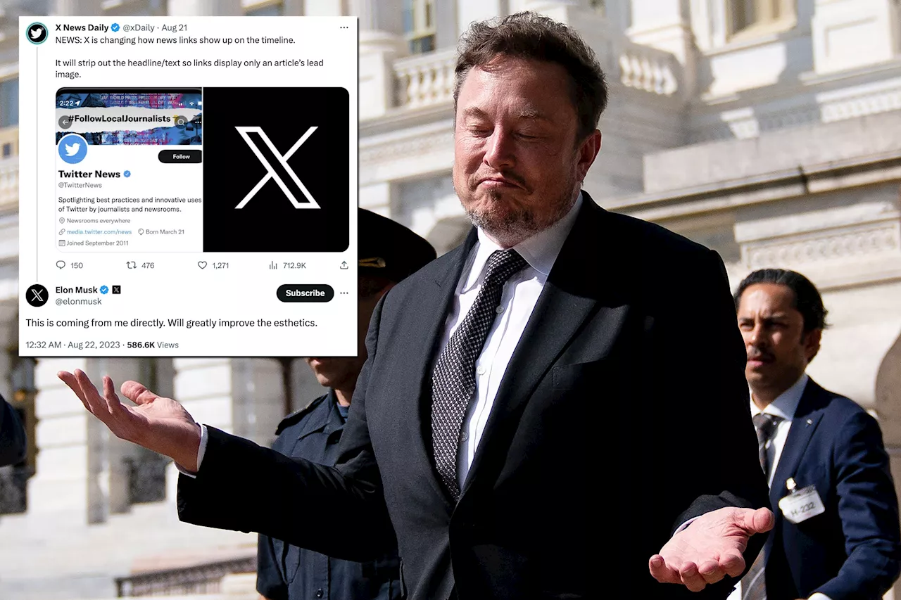 Elon Musk follows through with bizarre threat to strip headlines from news stories on X