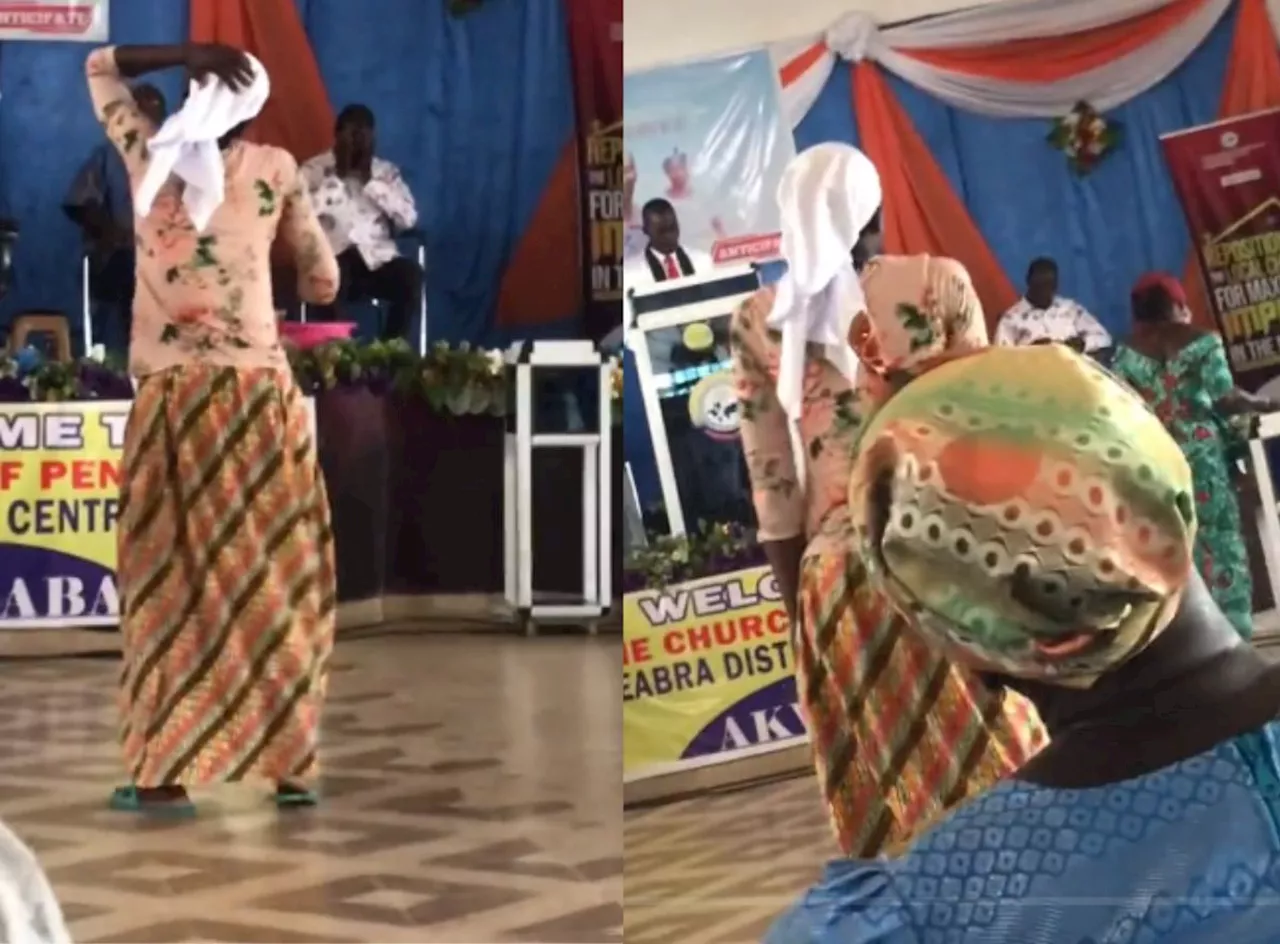 Watch: Drama as lady wiggles waist at church during praise (Video)