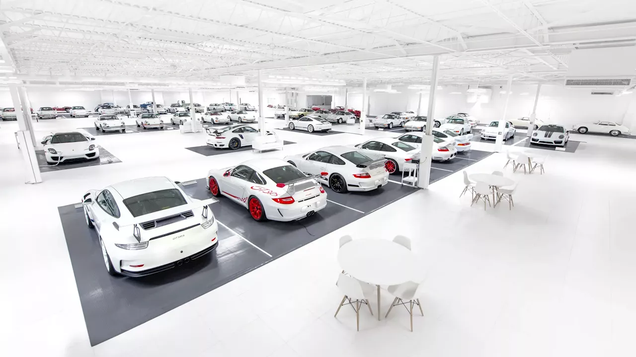 This all-white, 56-car collection of rare Porsches is up for auction