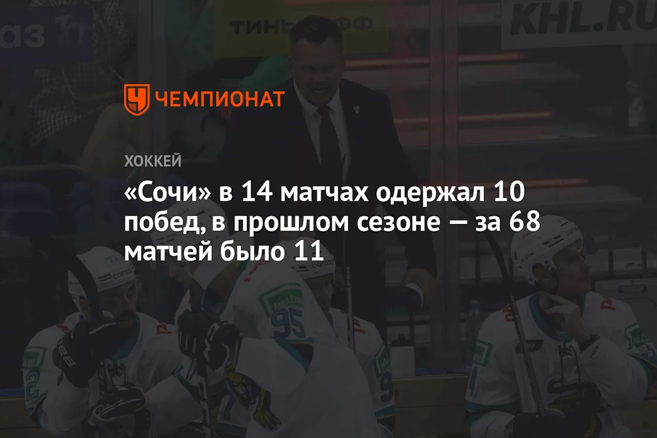 «Сочи» в 14 матчах одержал 10 побед, в прошлом сезоне — за 68 матчей было 11