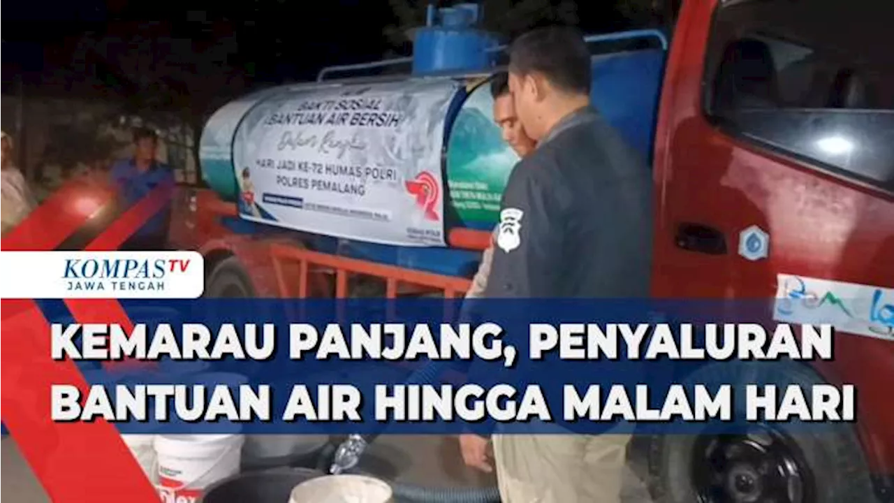 Kemarau Panjang di Pemalang, Penyaluran Bantuan Air Hingga Malam Hari