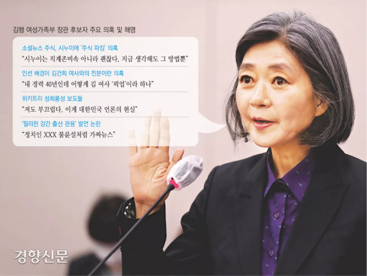 “소상히 밝히겠다”던 김행, “안 했다” “없었다”로 일관