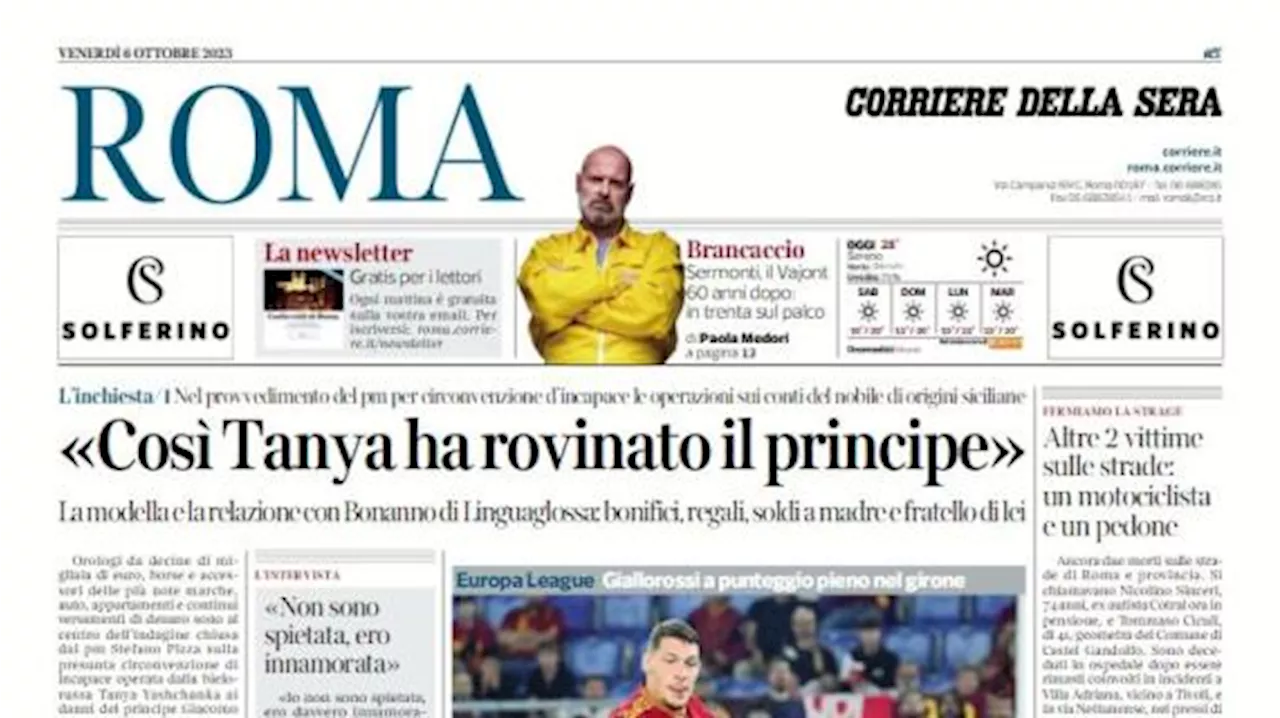 Il Corriere di Roma apre: 'La Roma cala il poker: tutto facile contro il Servette'