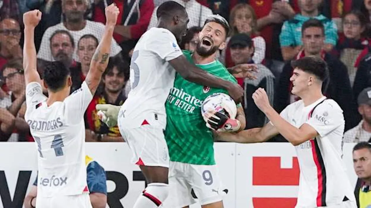 Milan win with striker Giroud playing in goal