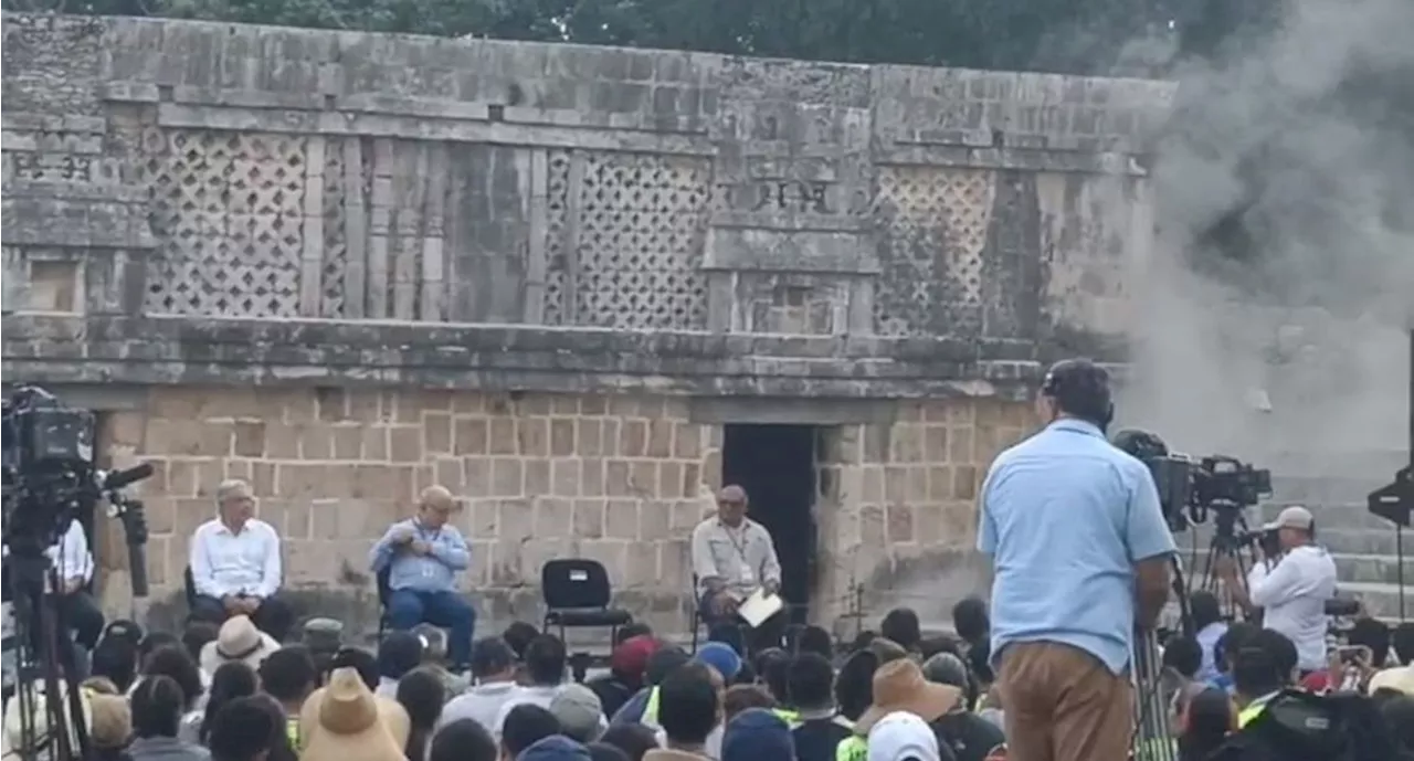 Se presenta cortocircuito en visita de AMLO a zona arqueológica de Uxmal