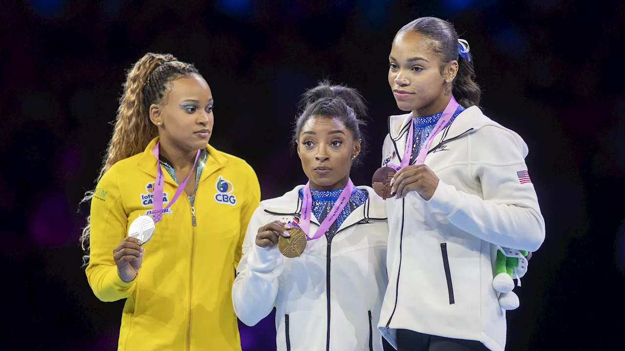 'Black Girl Magic' : sacrée, Simone Biles heureuse d'un podium mondial 100% noir - Eurosport