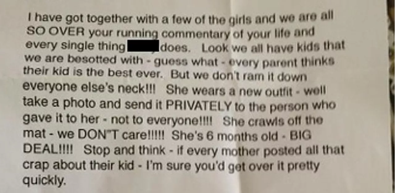 Mother Shares Mean Letter Berating Her for Posting About Daughter on Facebook