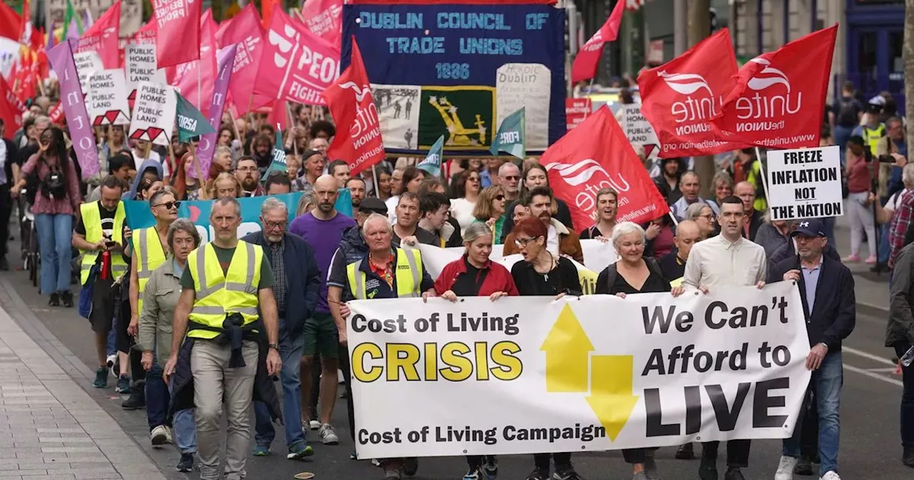 Thousands march through Dublin city centre in massive cost-of-living protest