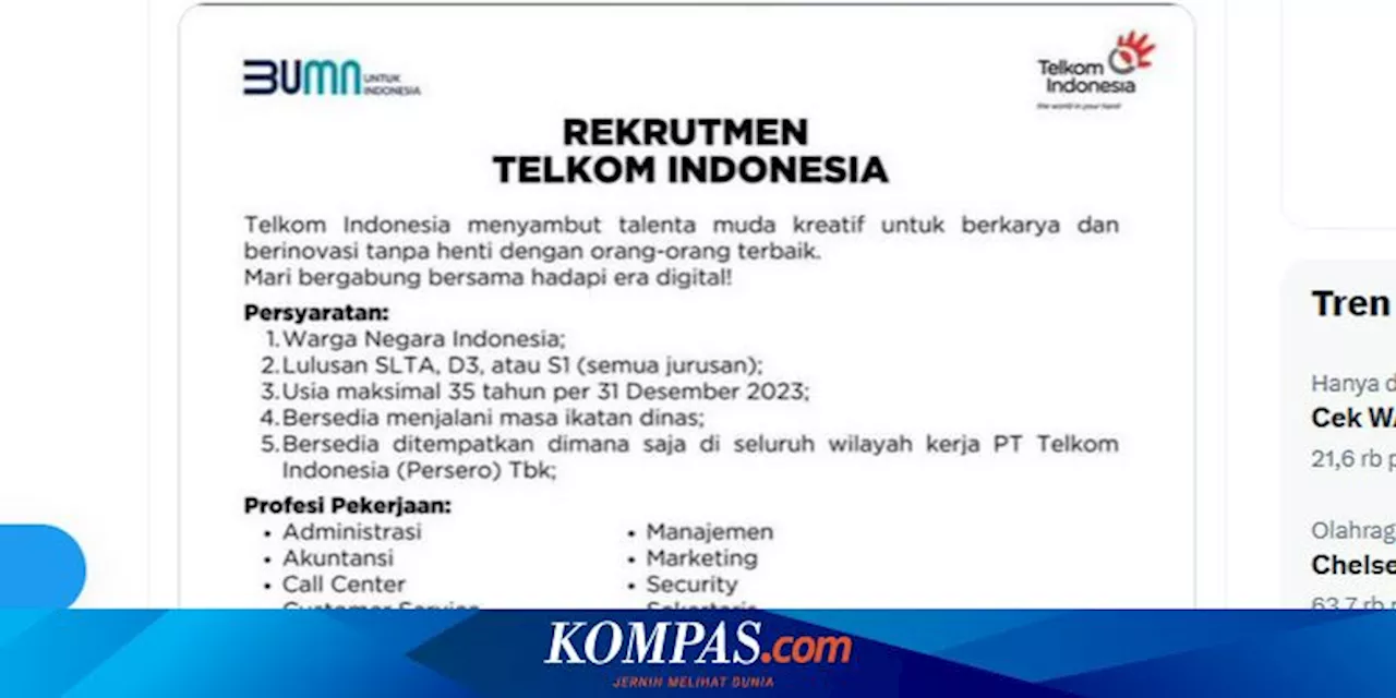 Beredar Informasi Rekrutmen Telkom Indonesia, Perusahaan: Itu Penipuan