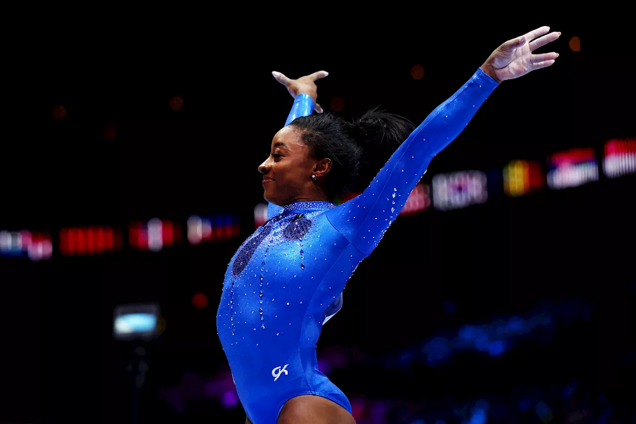 Simone Biles ties record with sixth gymnastics world all-around gold medal