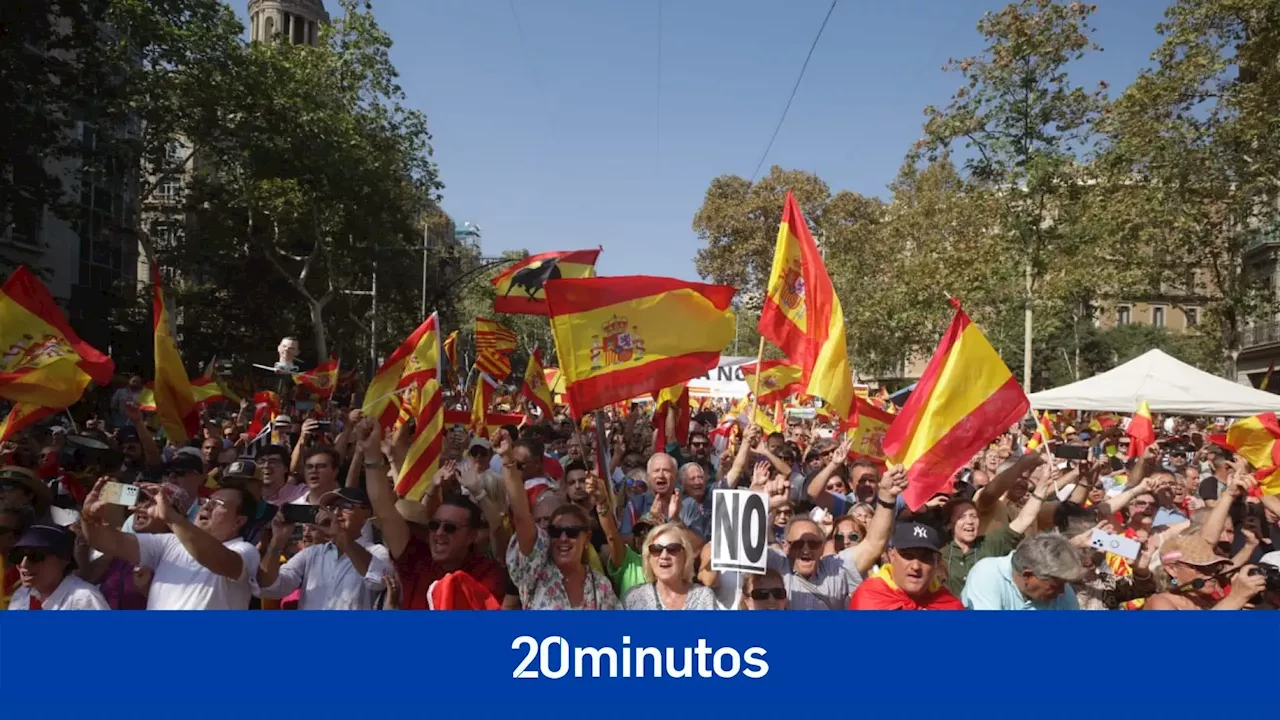 Masiva manifestación en Barcelona contra la 'aberración' de la amnistía que Sánchez negocia para el 'procés'