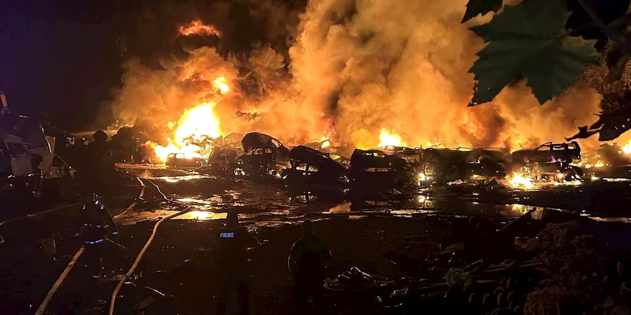 Over 100 cars catch fire at Akron recycling plant