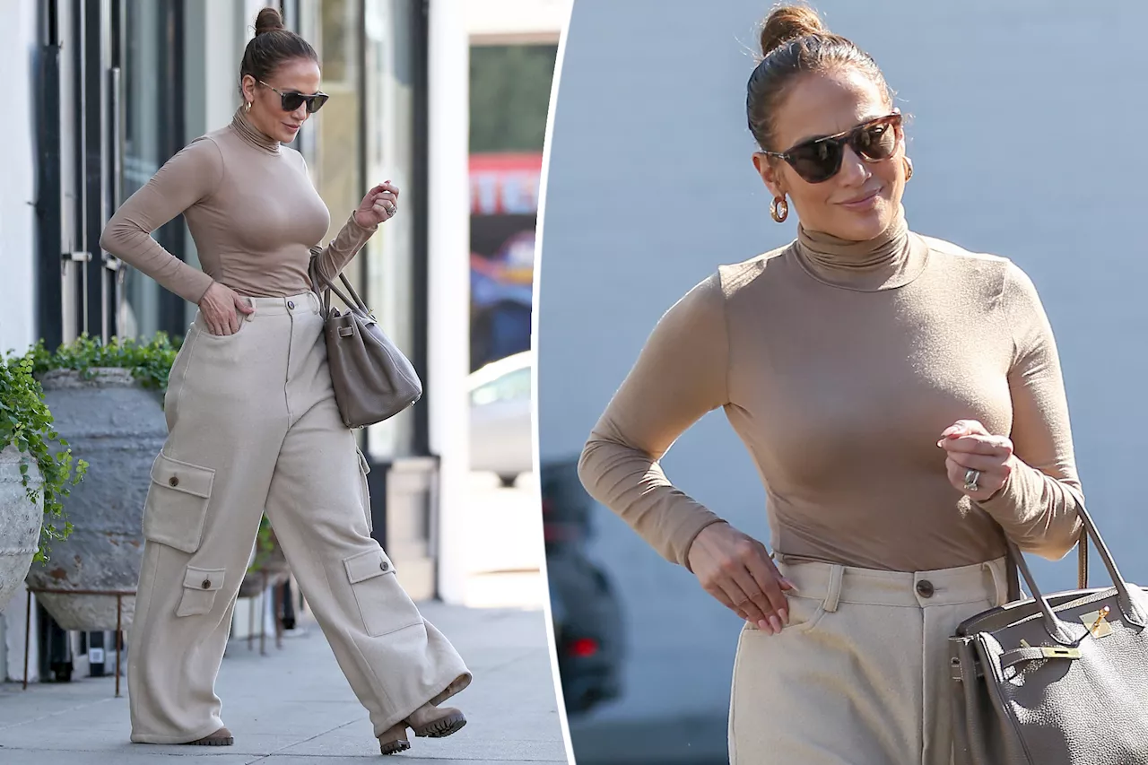 Jennifer Lopez styles her five-figure Birkin bag with a $59 turtleneck