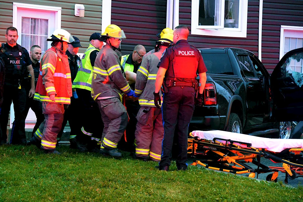 Child, pickup driver injured after truck hits child and crashes into St. John's home Saturday evening