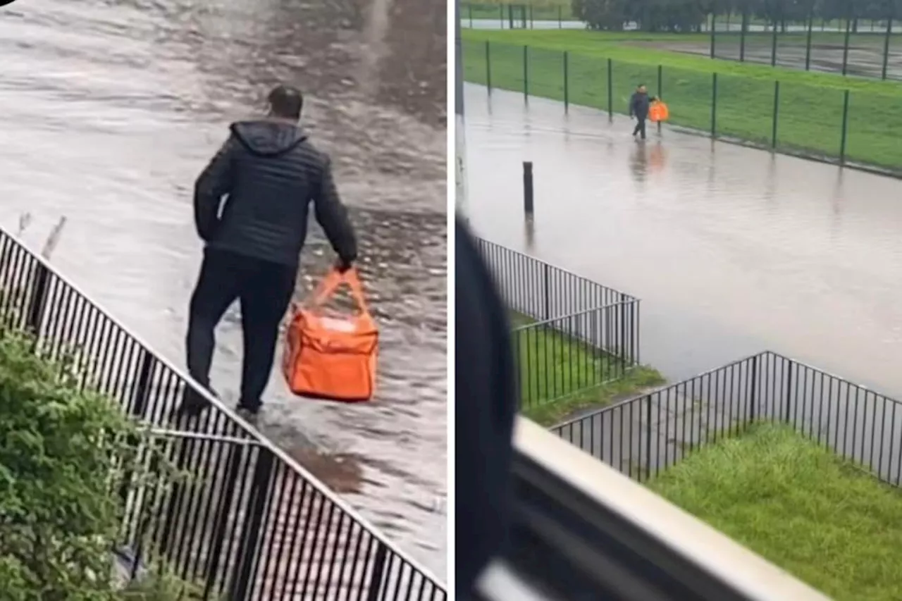 Man wades in water to deliver Just Eat to Glasgow customer