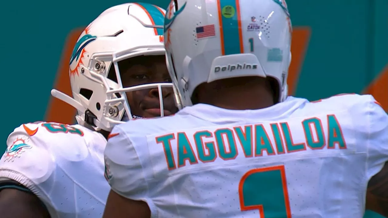 Must See: Achane finds the hole to run in 76-yard Dolphins TD