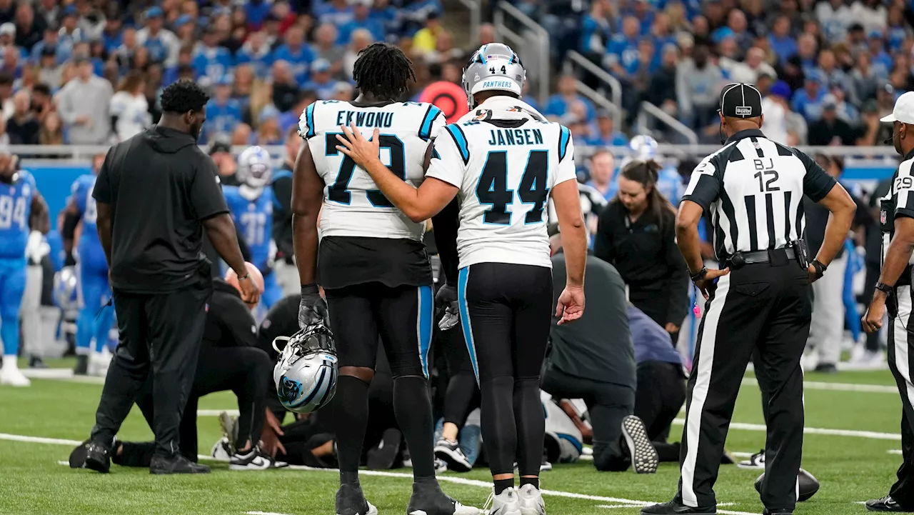 Panthers rookie guard Zavala taken to hospital with neck injury against Lions