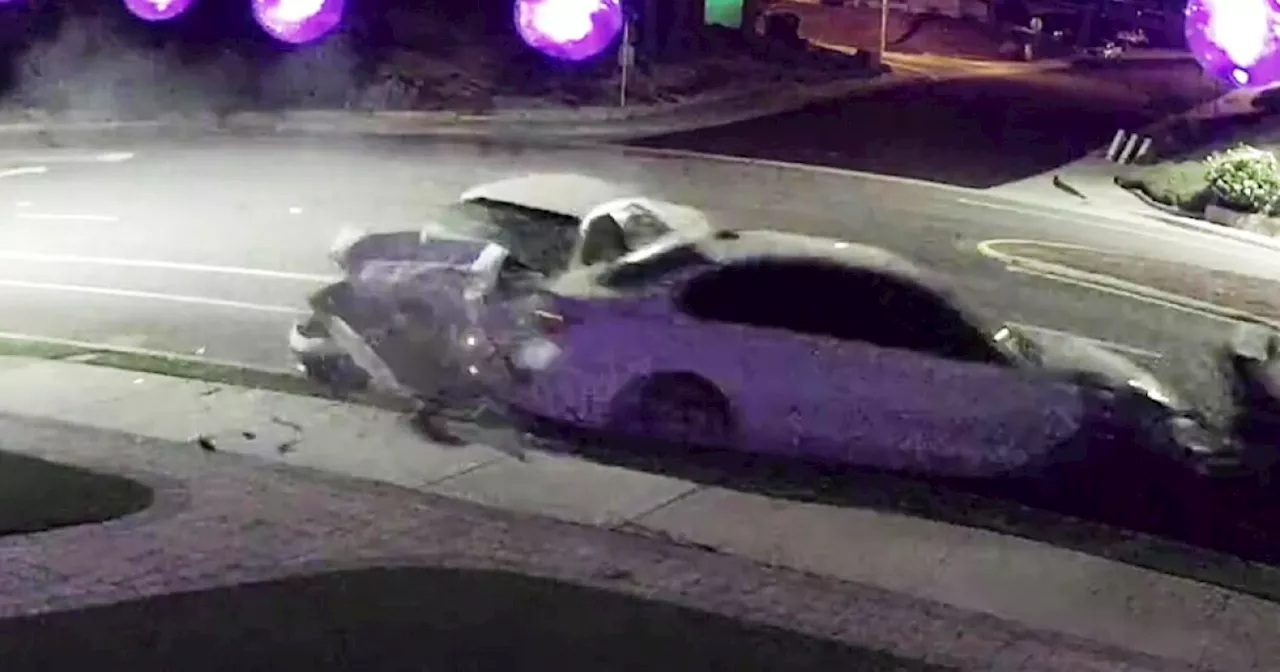 VIDEO: Car slams into parked vehicles on Santee street