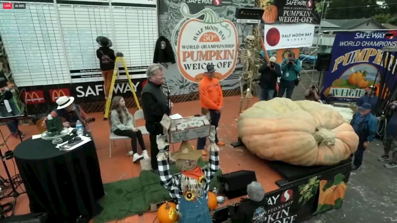 Minnesota man breaks record with 2,749-pound gourd, wins 3rd Half Moon Bay pumpkin weigh-off