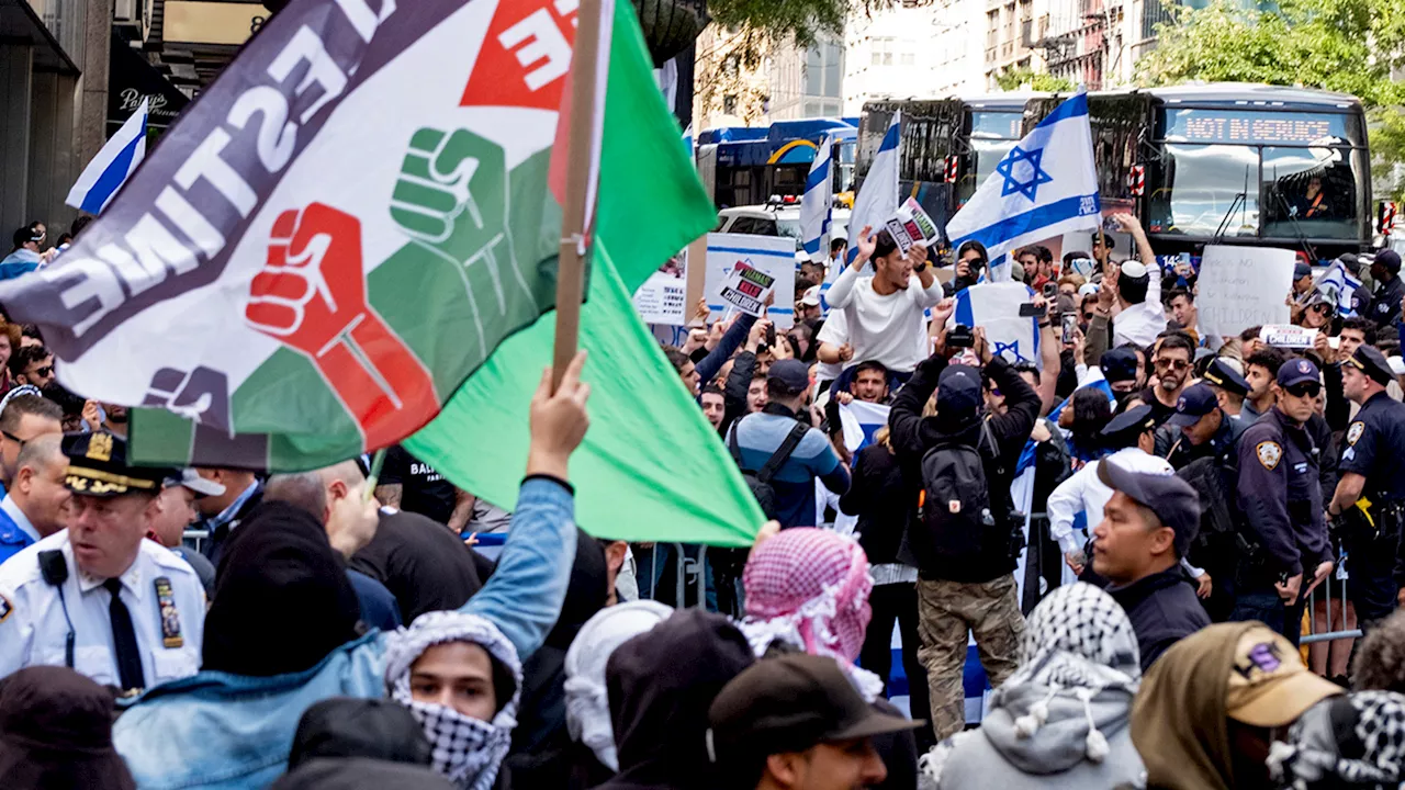 Israeli, Palestinian supporters rally and clash for a second day in New York City